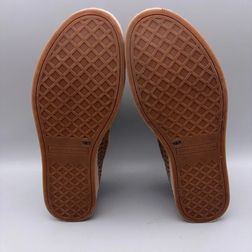 Vince Camuto Platform Sneakers Womens 7.5 Tan Woven Suede Espadrille Casual Boho
